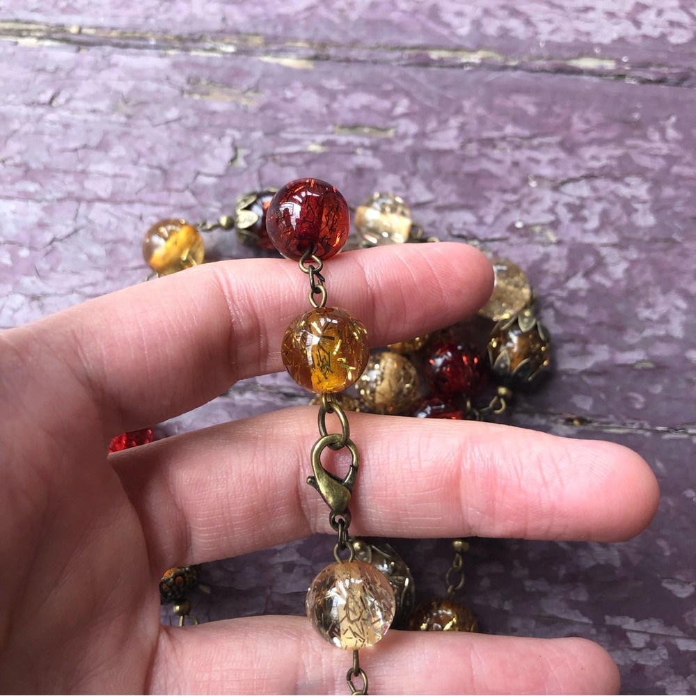 Vintage Multi-colored Beaded Necklace Wine Red Amber Filaments Magic - Picture 7 of 9